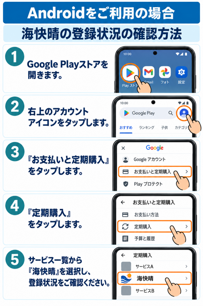 海快晴 Android登録状況確認ガイド